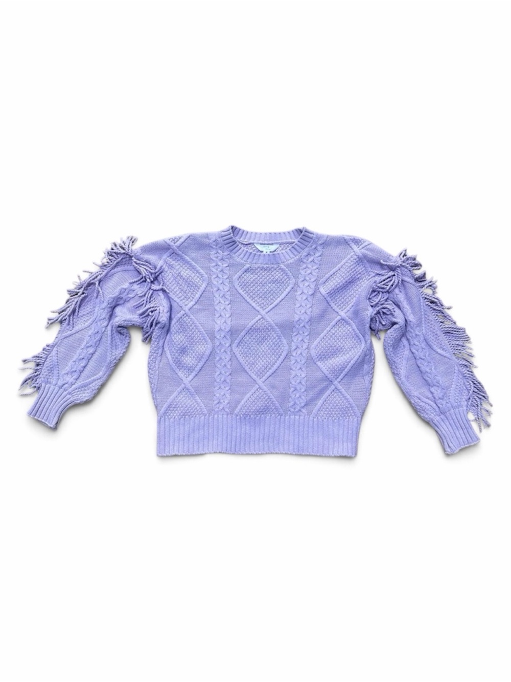 Time and Tru Lavender Knit Sweater with Fringe